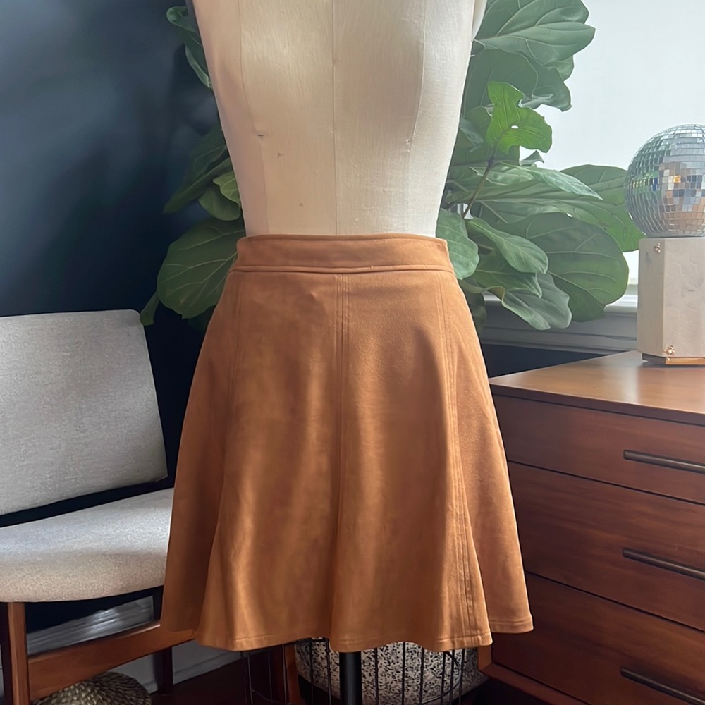 Faux Suede Camel Loft Skirt - size 10